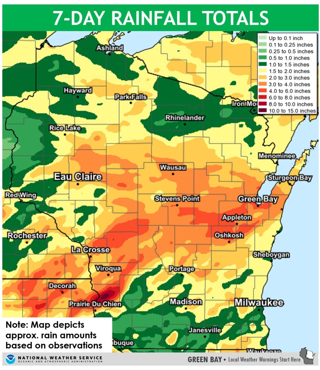 Estimated rain totals by National Weather Service